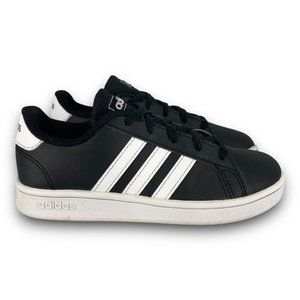 adidas Grand Court Sneakers EF0111 Leather Low Top Lace Up Black Youth 13